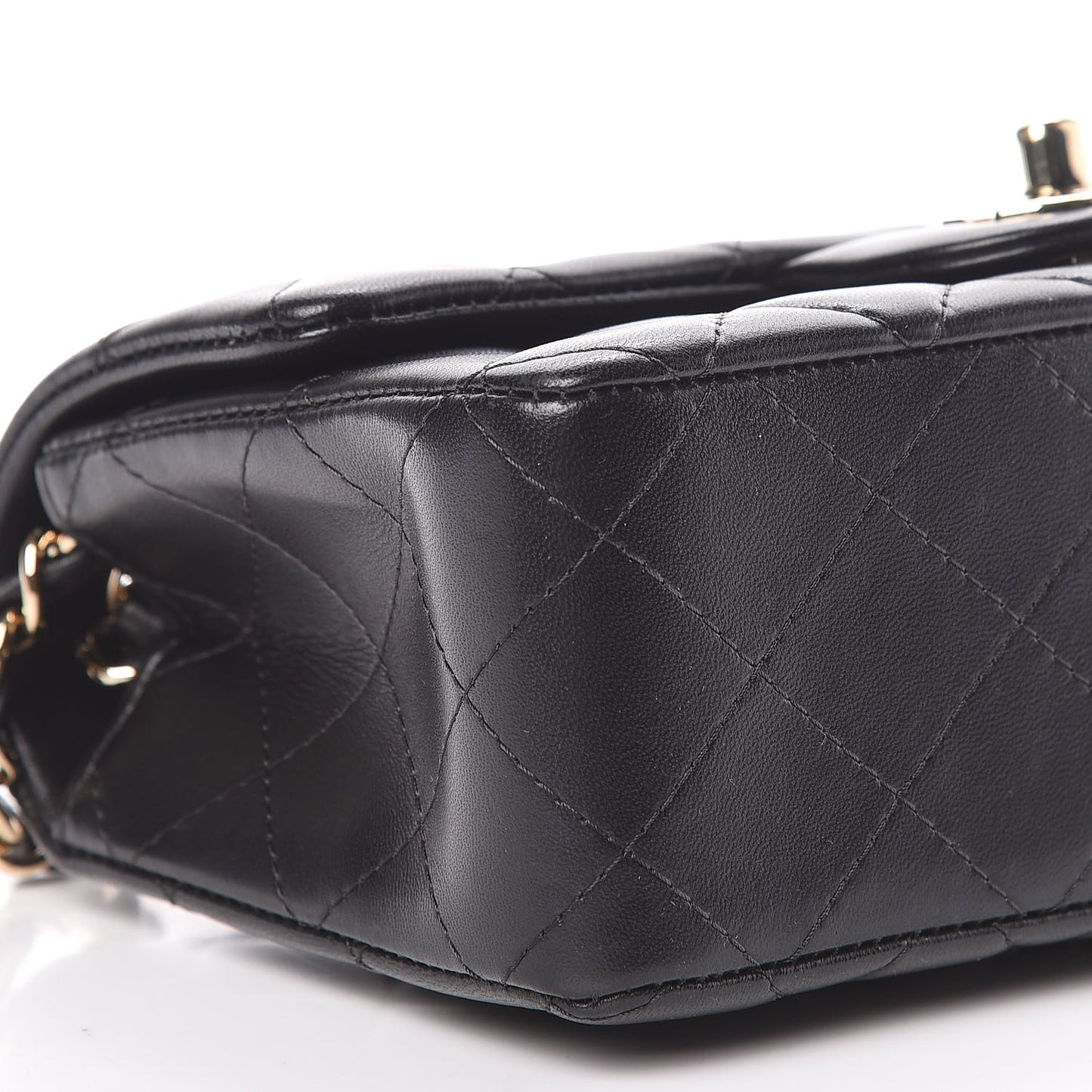 Lambskin Quilted Mini Rectangular Flap Black