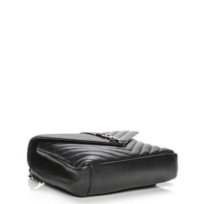 Saint Laurent Sheepskin Matelasse Chevron Monogram Medium College Bag Black 4 of 8