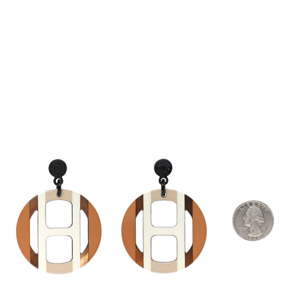Hermes Lacquered Horn H Equipe Earrings Sable 2 of 6