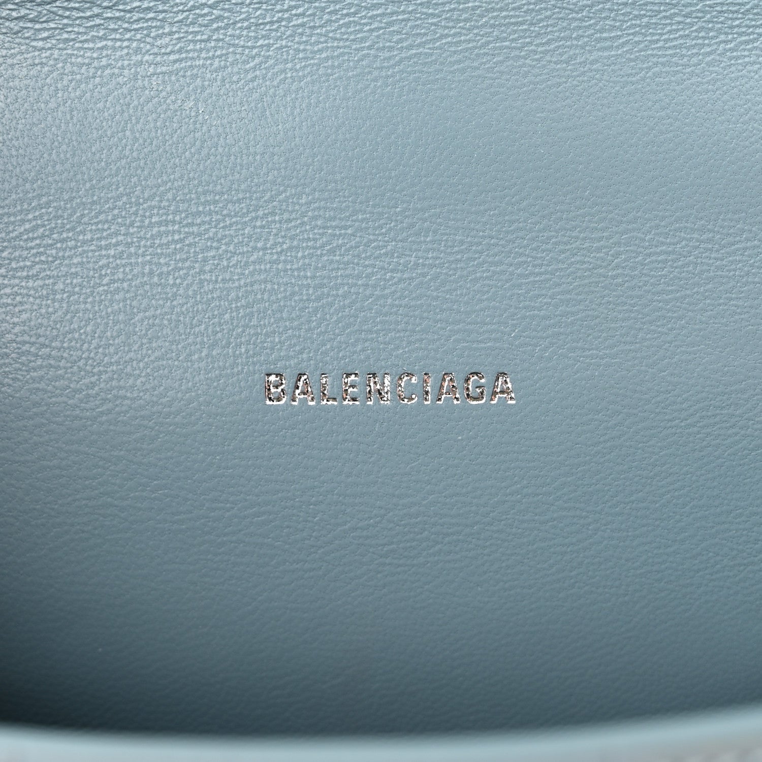 Balenciaga Shiny Calfskin Crocodile Embossed Hourglass Top Handle Bag XS Blue Grey 6 of 15