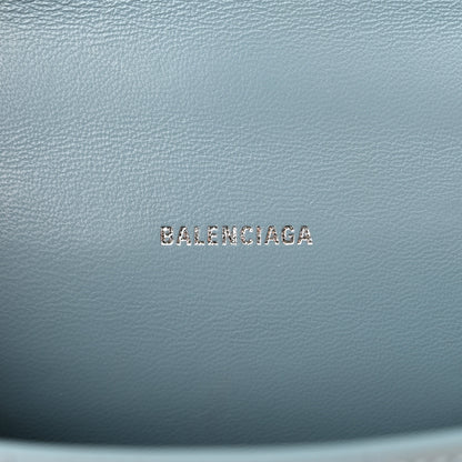 Balenciaga Shiny Calfskin Crocodile Embossed Hourglass Top Handle Bag XS Blue Grey 6 of 15