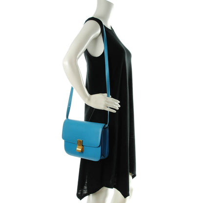 Celine Smooth Calfskin Medium Classic Box Flap Bag Lagoon 2 of 7