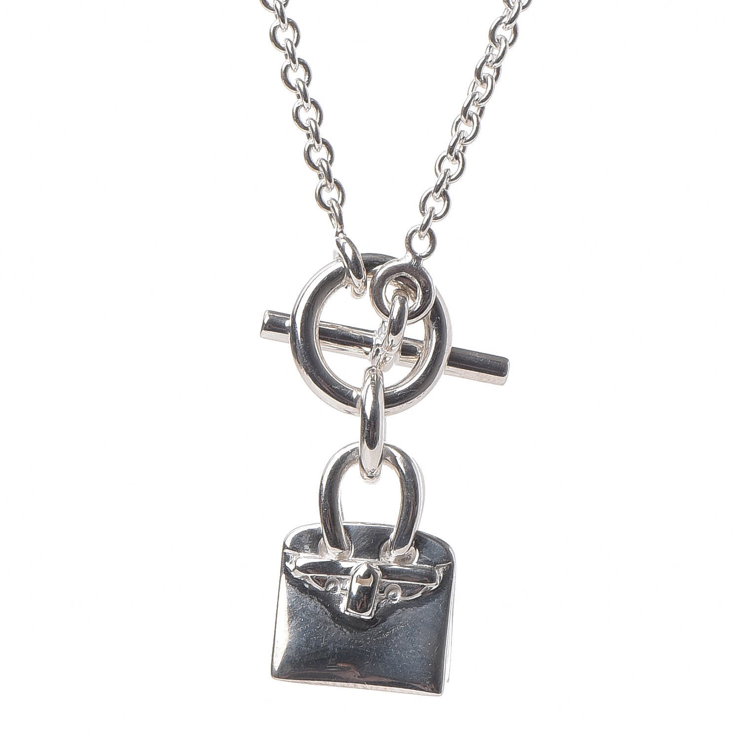 Hermes Sterling Silver Birkin Amulette Pendant Necklace 4 of 6