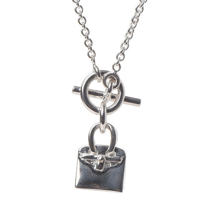 Hermes Sterling Silver Birkin Amulette Pendant Necklace 4 of 6