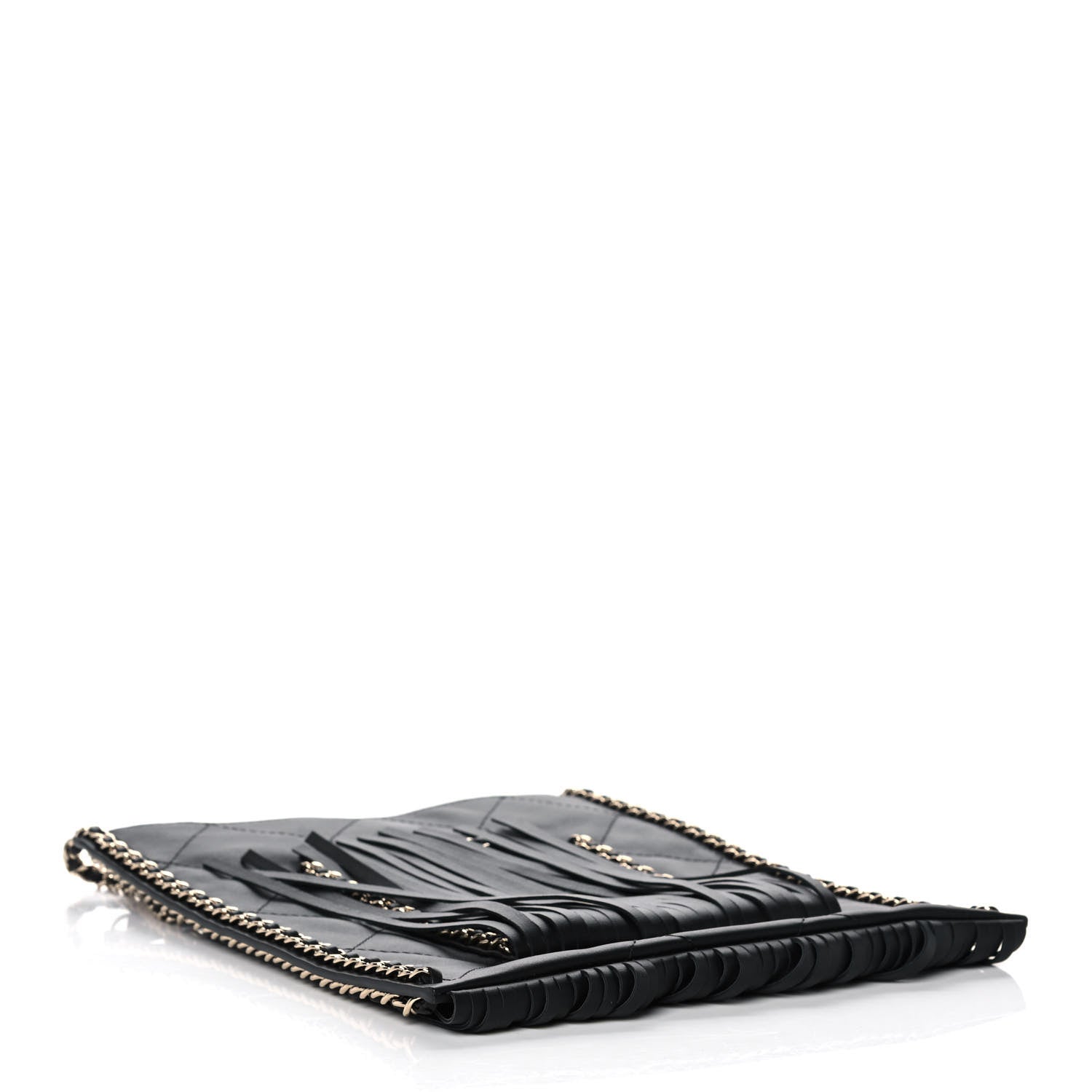 Chanel Calfskin Quilted Fringe Small Shopping Bag Black 4 of 11