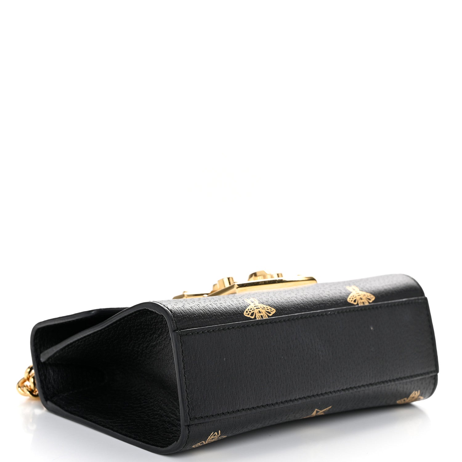 Gucci Grained Calfskin Bee Star Small Padlock Shoulder Bag Black 4 of 12