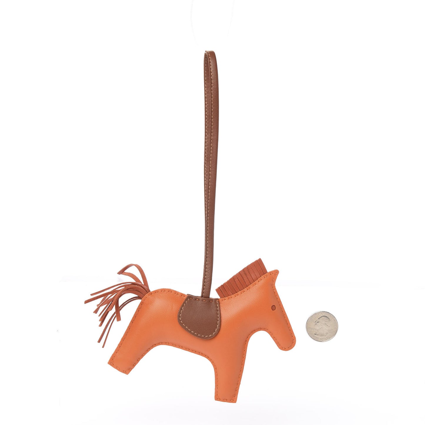 Milo Lambskin Grigri Rodeo Horse Bag Charm MM Feu Cornaline Fauve
