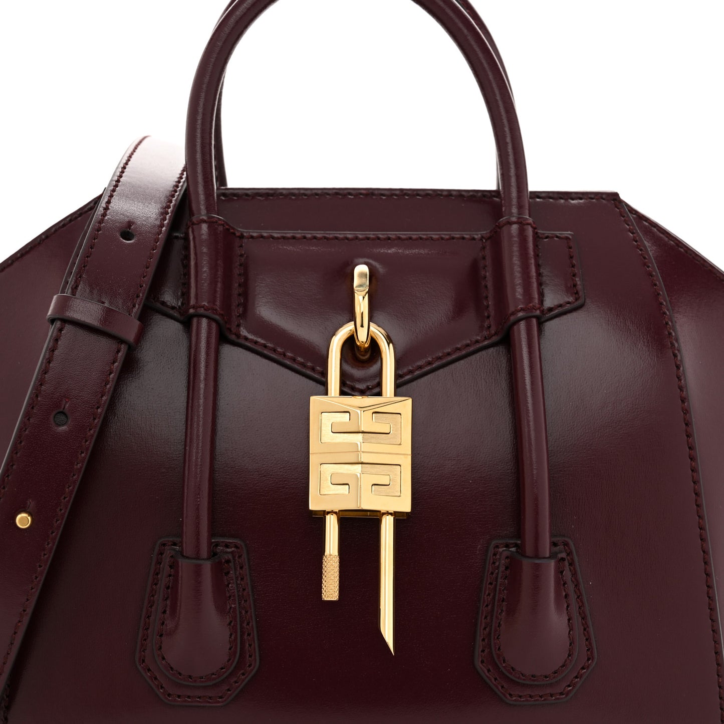 Box Calfskin Mini Lock Antigona Oxblood Red