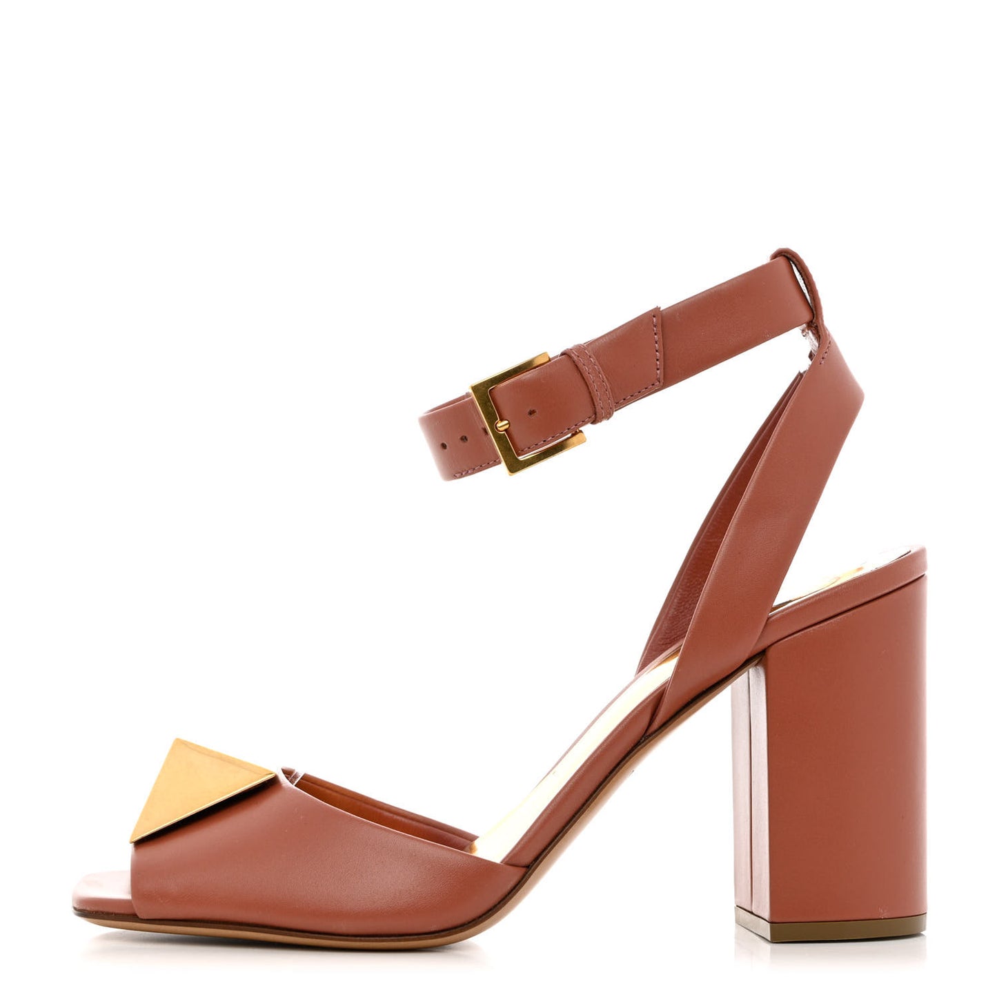 Calfskin One Stud Ankle Strap 90mm Sandals 37 Gingerbread