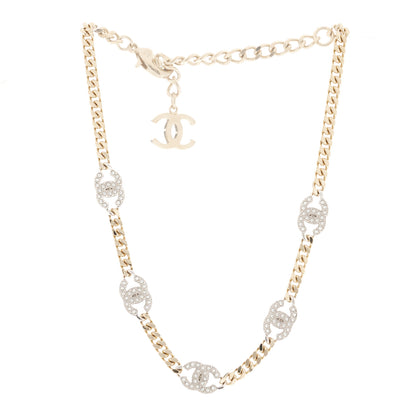 Chanel Crystal Chain CC Link Choker Gold Silver 2 of 5