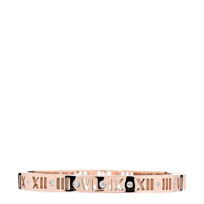 Tiffany 18K Rose Gold Diamond Atlas Pierced Hinged Bangle Bracelet 1 of 4