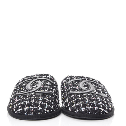 Chanel Tweed CC Flat Mules M Black 2 of 7