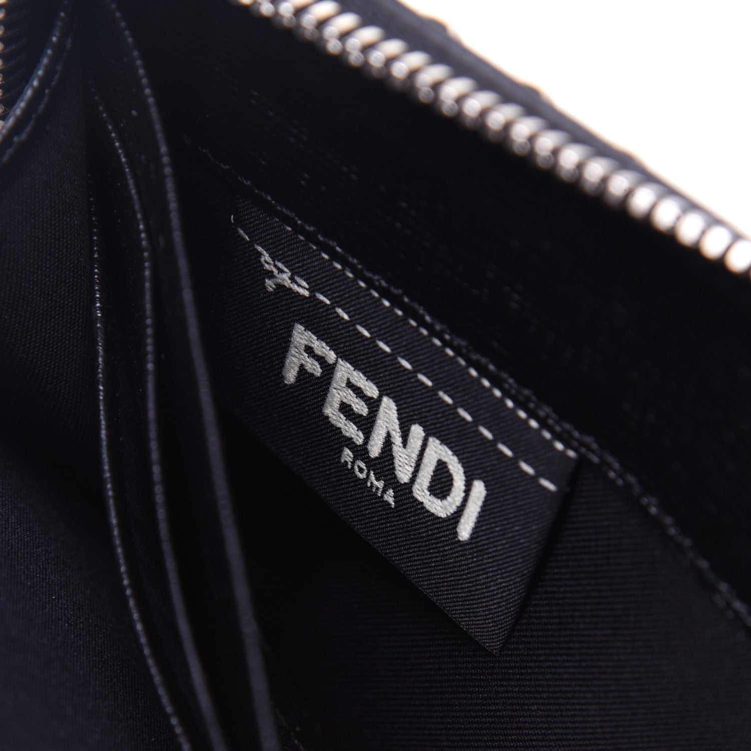 Fendi Vitello Elite Mink Fur Studded Karlito Zip Around Wallet Black 9 of 12