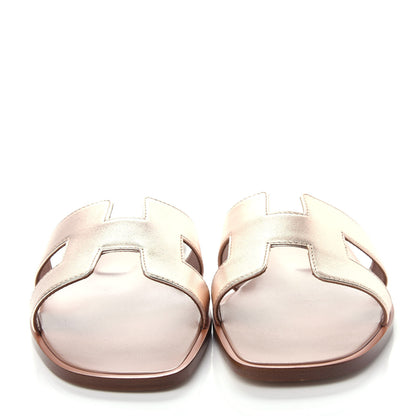 Hermes Metallic Oran Sandals 39 Rose Dore 5 of 10