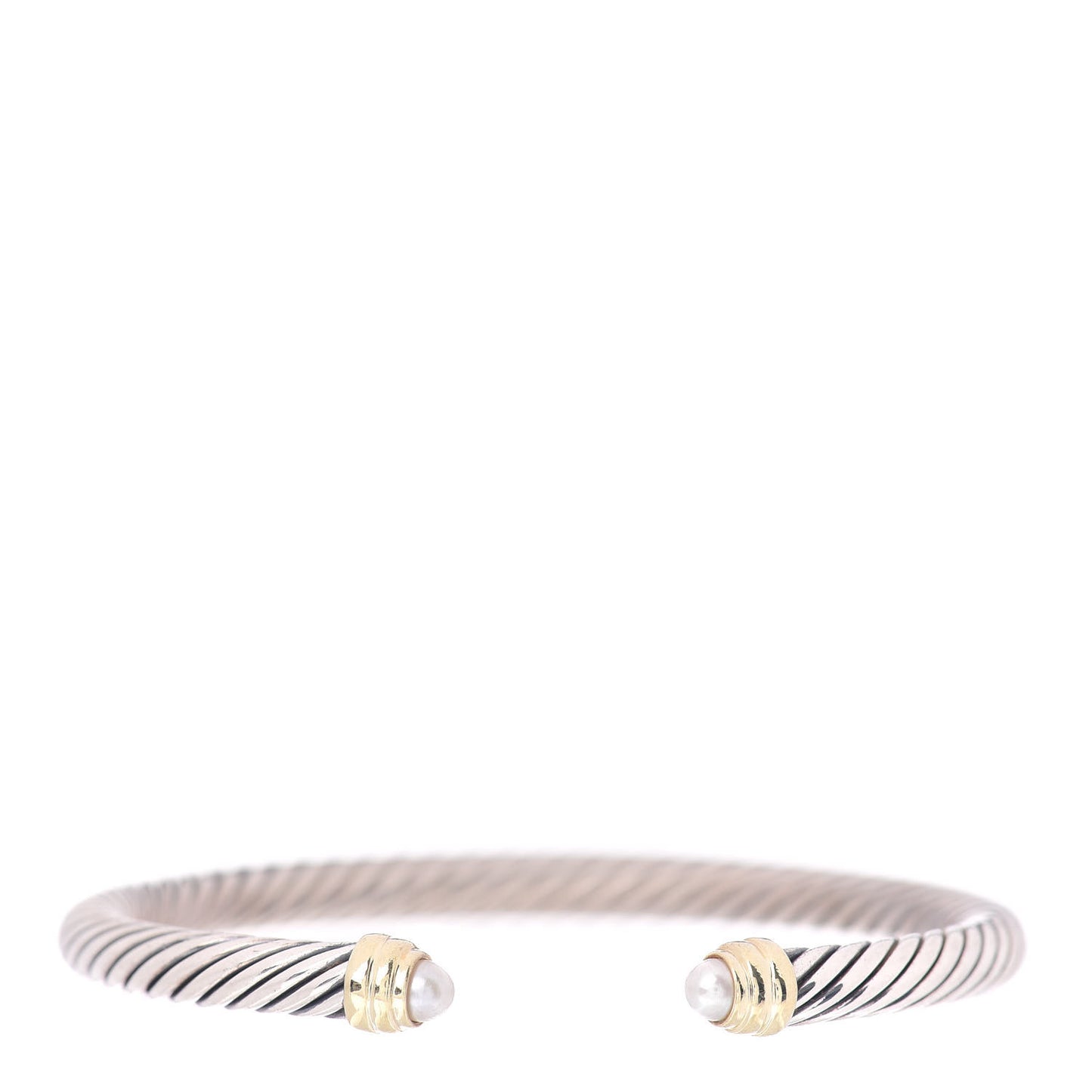 Sterling Silver 14K Yellow Gold Pearl 5mm Cable Classics Petite Color Bracelet
