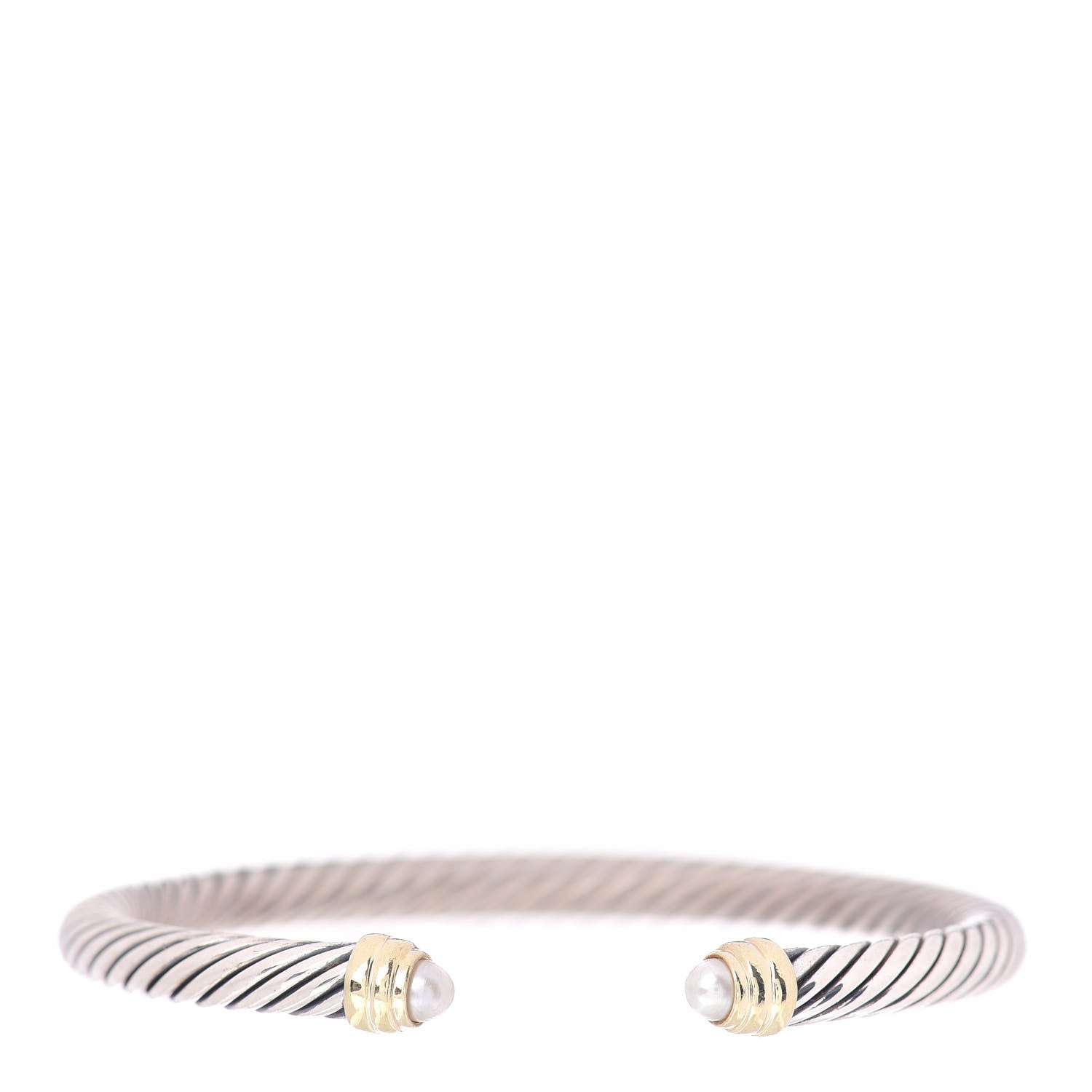 David Yurman Sterling Silver 14K Yellow Gold Pearl 5mm Cable Classics Petite Color Bracelet 1 of 4