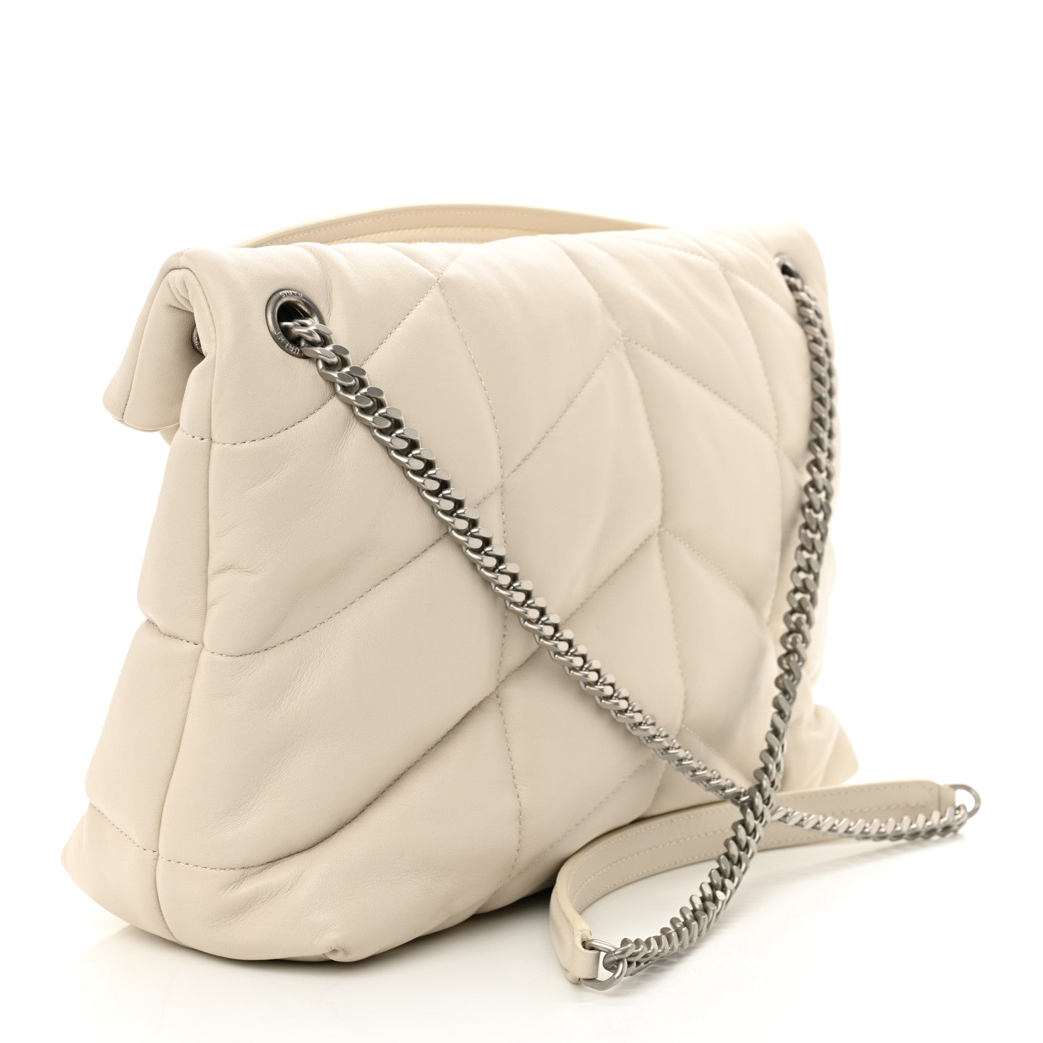 Saint Laurent Lambskin Quilted Medium Loulou Puffer Monogram Chain Satchel Crema Soft 3 of 13