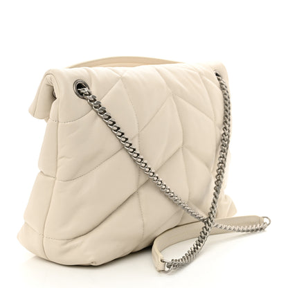 Saint Laurent Lambskin Quilted Medium Loulou Puffer Monogram Chain Satchel Crema Soft 3 of 13