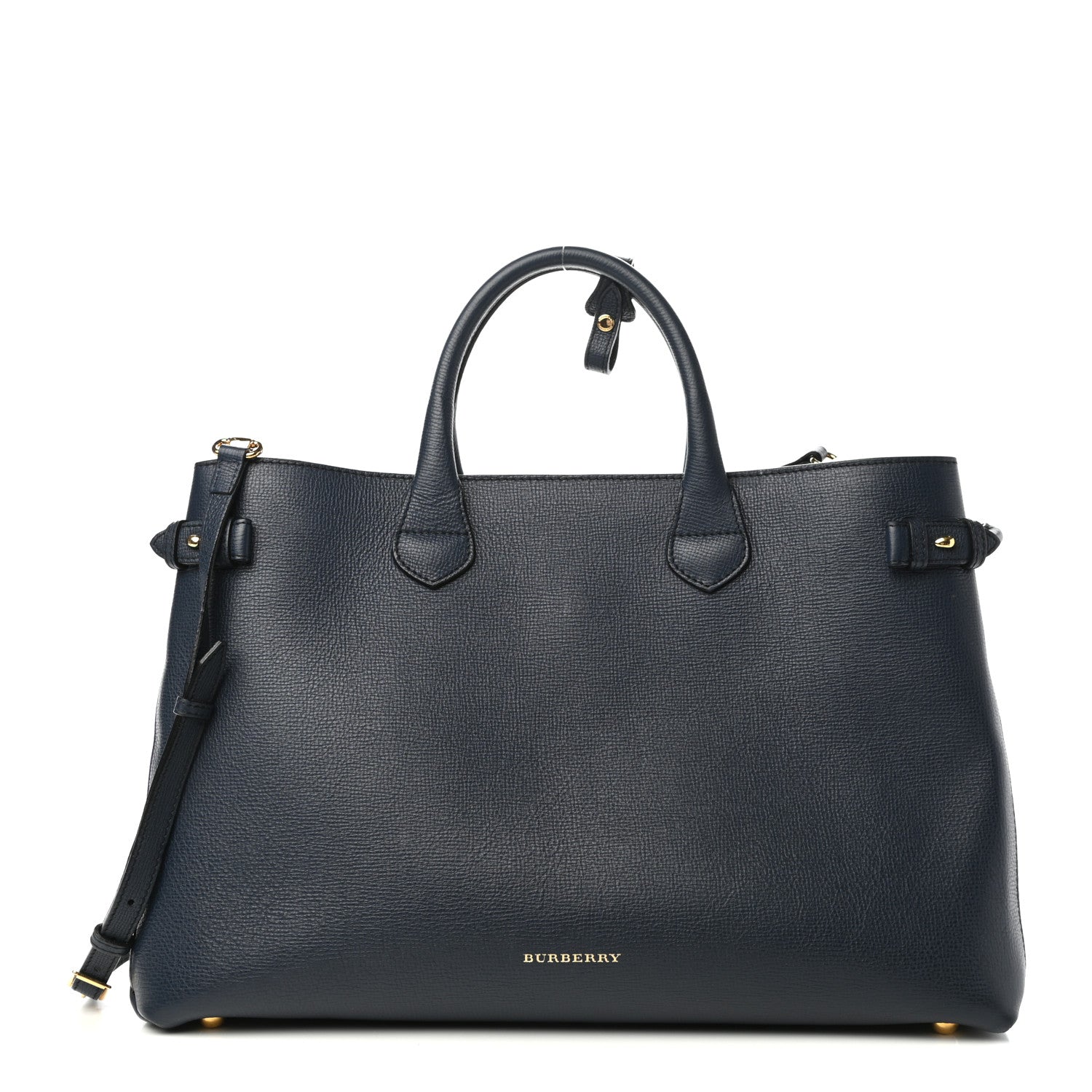 Burberry Grainy Calfskin House Check Large Banner Tote Midnight Blue 1 of 11