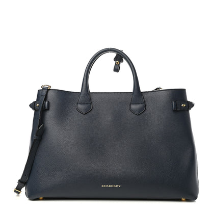 Burberry Grainy Calfskin House Check Large Banner Tote Midnight Blue 1 of 11