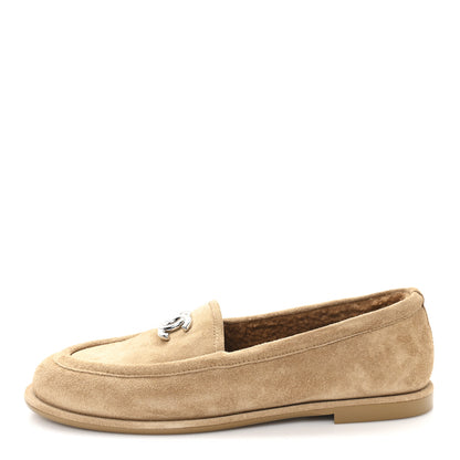 Chanel Suede Calfskin CC Loafers 39 Dark Beige 1 of 10