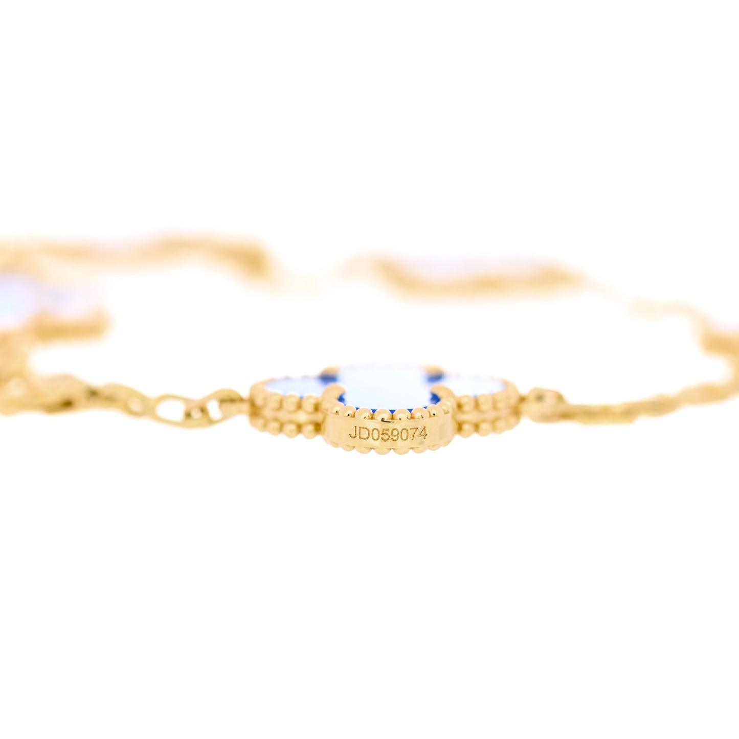 18K Yellow Gold Blue Agate 5 Motifs Vintage Alhambra Bracelet