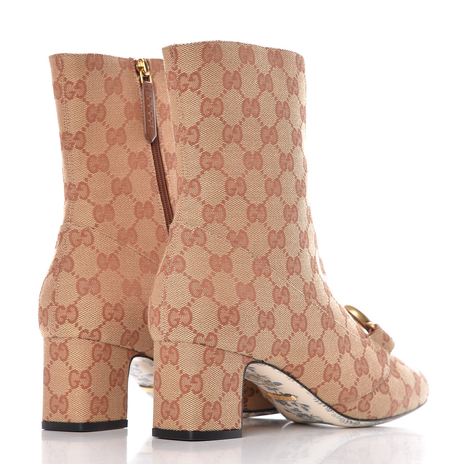 Gucci Monogram Malaga Kid GG Victoire 55mm Ankle Boots 40.5 Beige Ruggine Rust 4 of 9