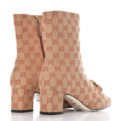 Gucci Monogram Malaga Kid GG Victoire 55mm Ankle Boots 40.5 Beige Ruggine Rust 4 of 9