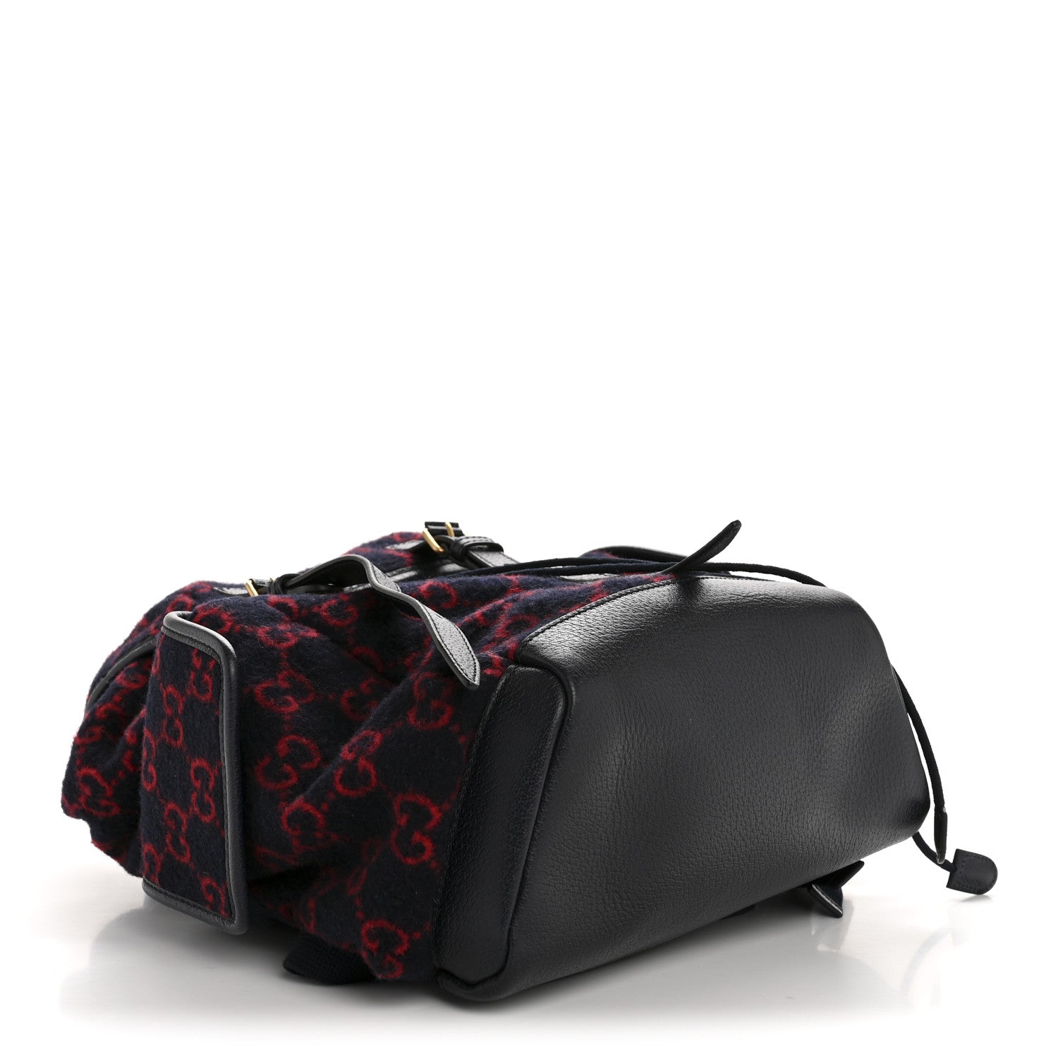 Gucci Covered Wool GG Monogram Small Double Buckle Backpack Navy Red 4 of 15
