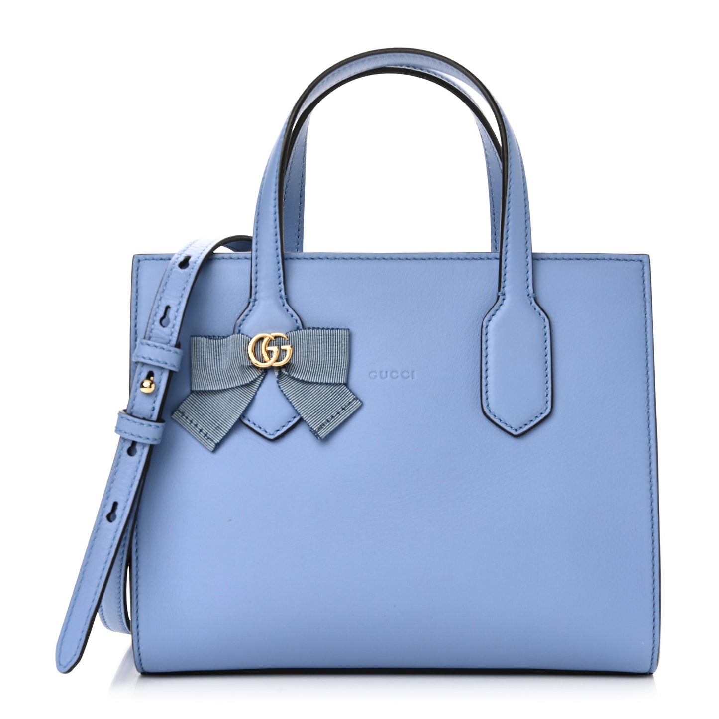 Calfskin Marmont Ribbon Top Handle Bag Blue