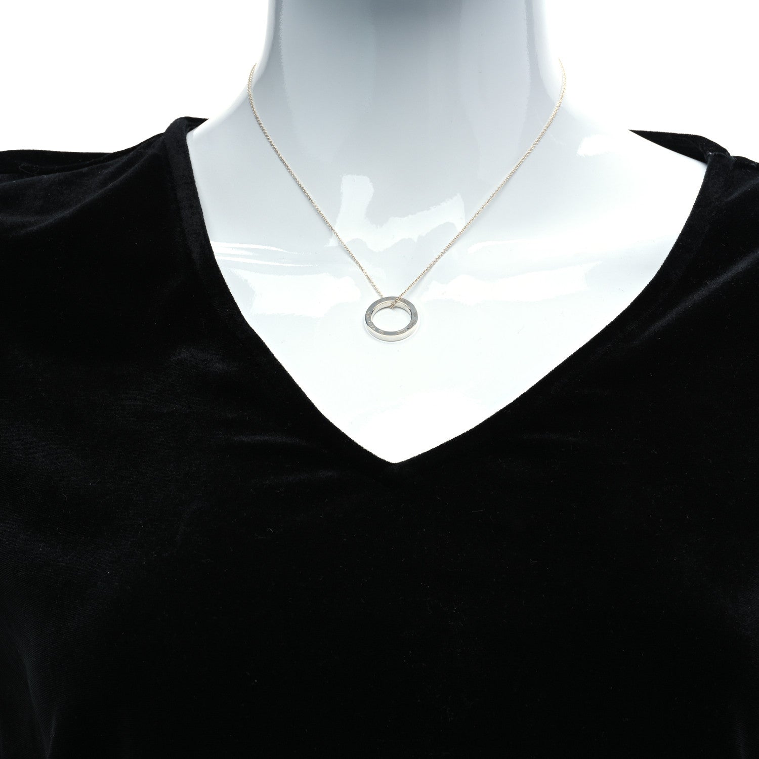 Tiffany Sterling Silver 1837 Circle Pendant Necklace 2 of 7