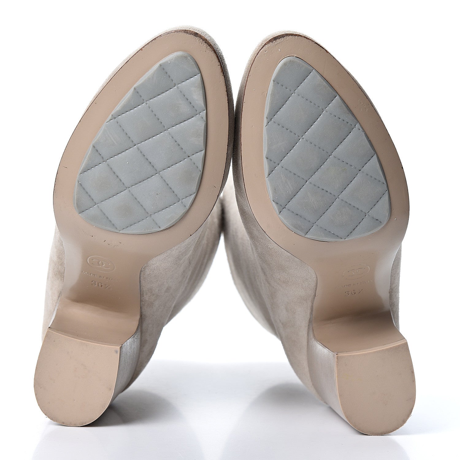 Chanel Suede Calfskin CC Short Boots 36.5 Beige 6 of 10