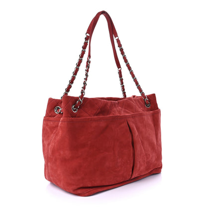Chanel Ultra Soft Suede Calfskin Natural Beauty Tote Red 2 of 8