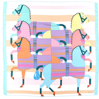 Hermes Cashmere Silk Rocabar Shawl 140 Bleu Ciel Rose Multicolor 1 of 5