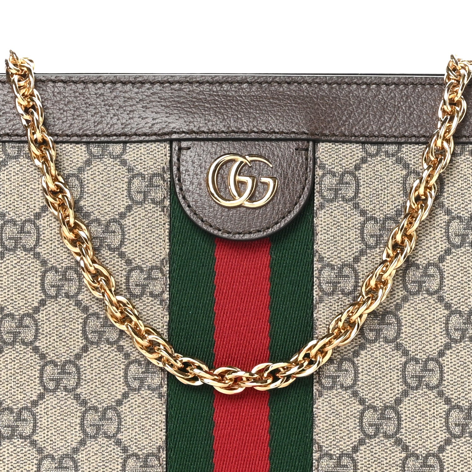 Gucci GG Supreme Monogram Web Small Ophidia Chain Shoulder Bag Brown 9 of 11