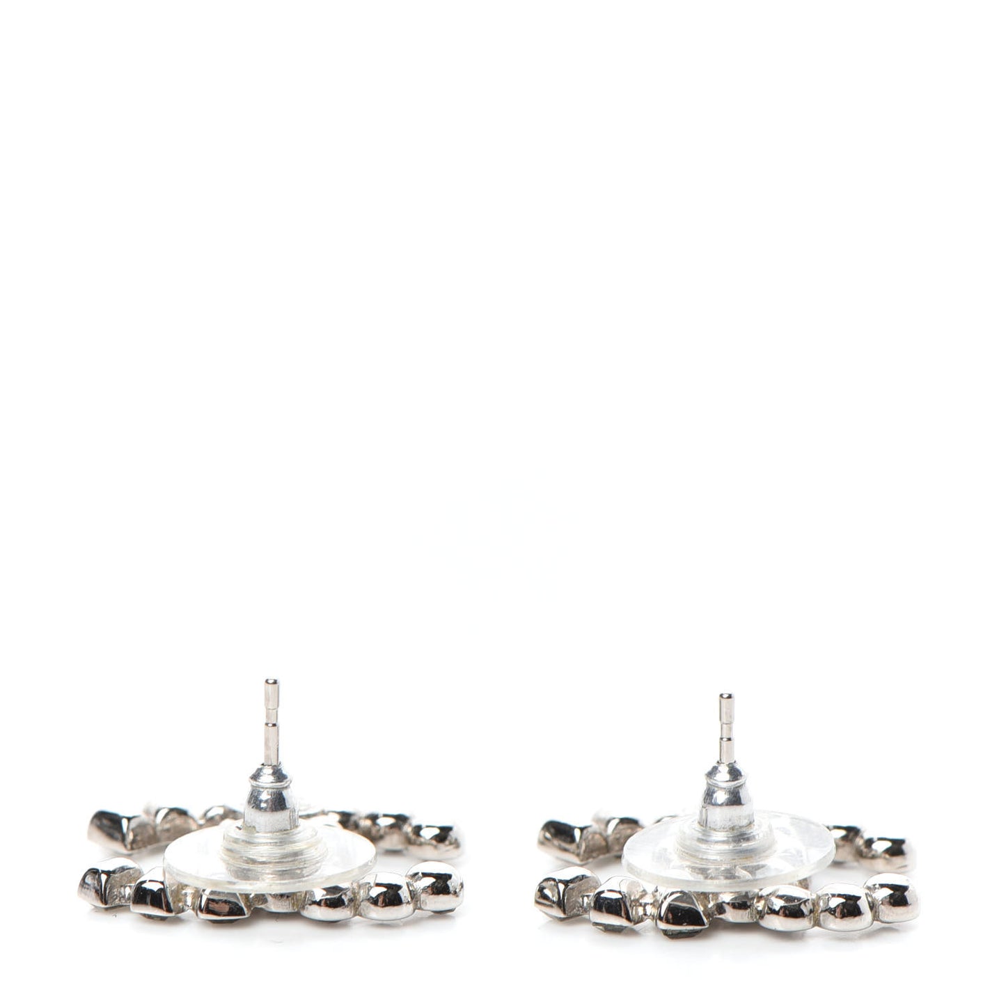 Baguette Crystal CC Earrings Silver Grey