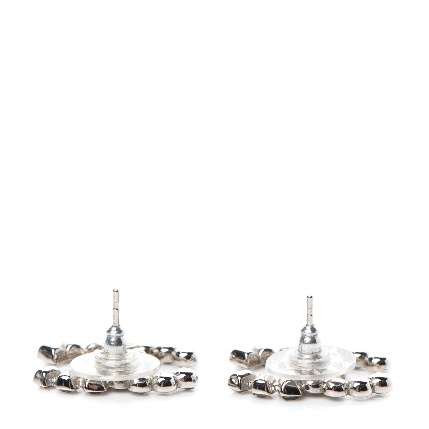 Chanel Baguette Crystal CC Earrings Silver Grey 3 of 5