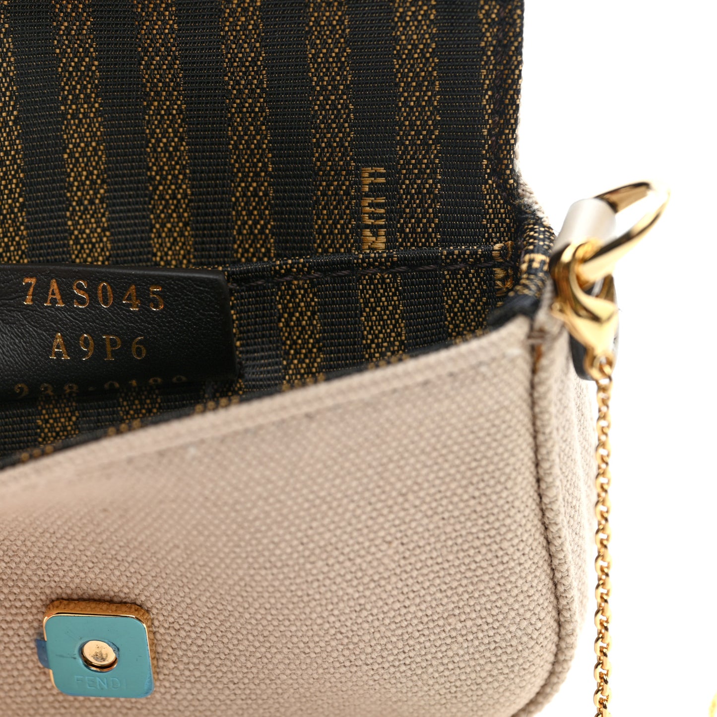 Canvas Vitello King FF Embroidered Nano Maxi Buckle Baguette Charm Nuvola
