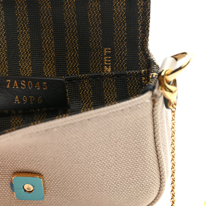 Fendi Canvas Vitello King FF Embroidered Nano Maxi Buckle Baguette Charm Nuvola 7 of 10