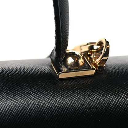 Salvatore Ferragamo Hammered Calfskin Iconic Large Top Handle Bag Black 9 of 10