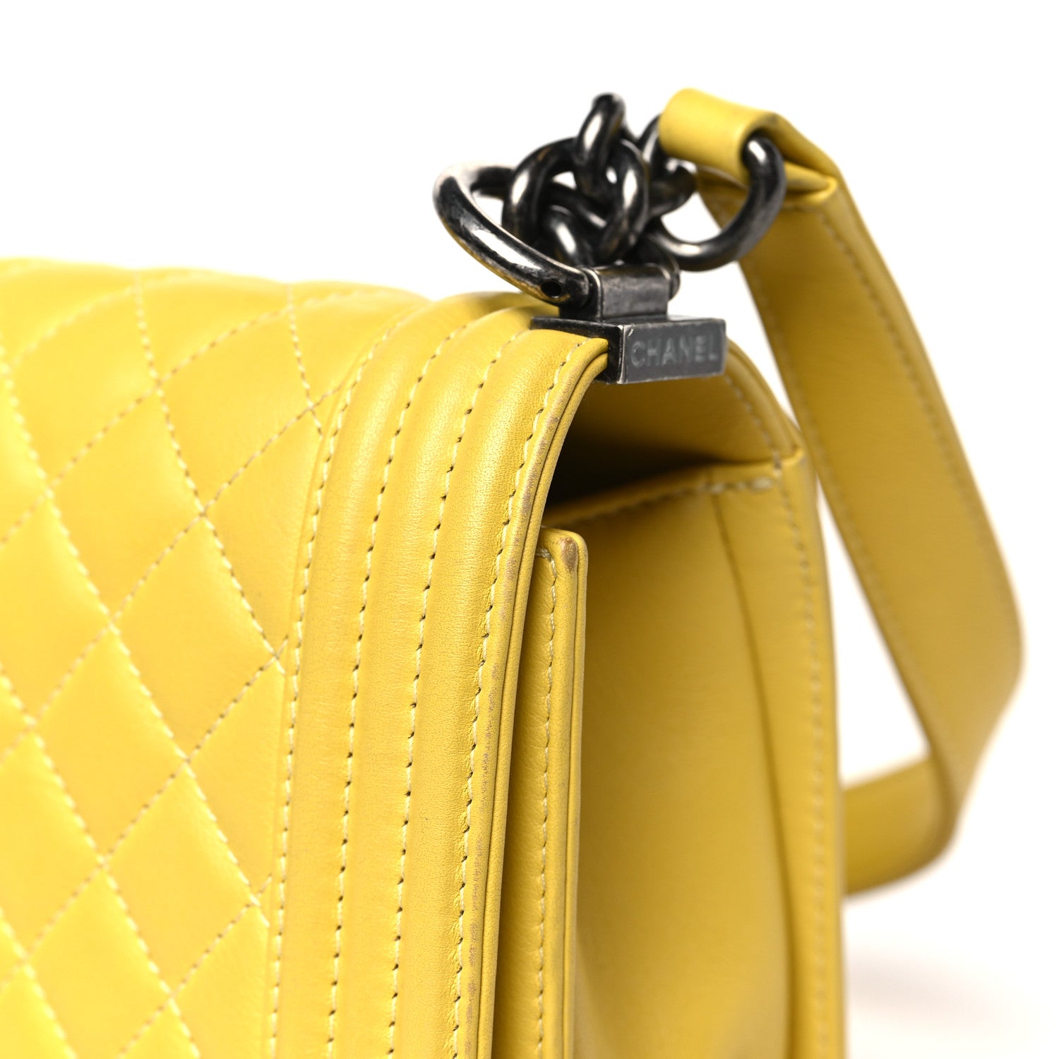 Chanel Calfskin Quilted Medium Boy Flap Yellow 10 of 11