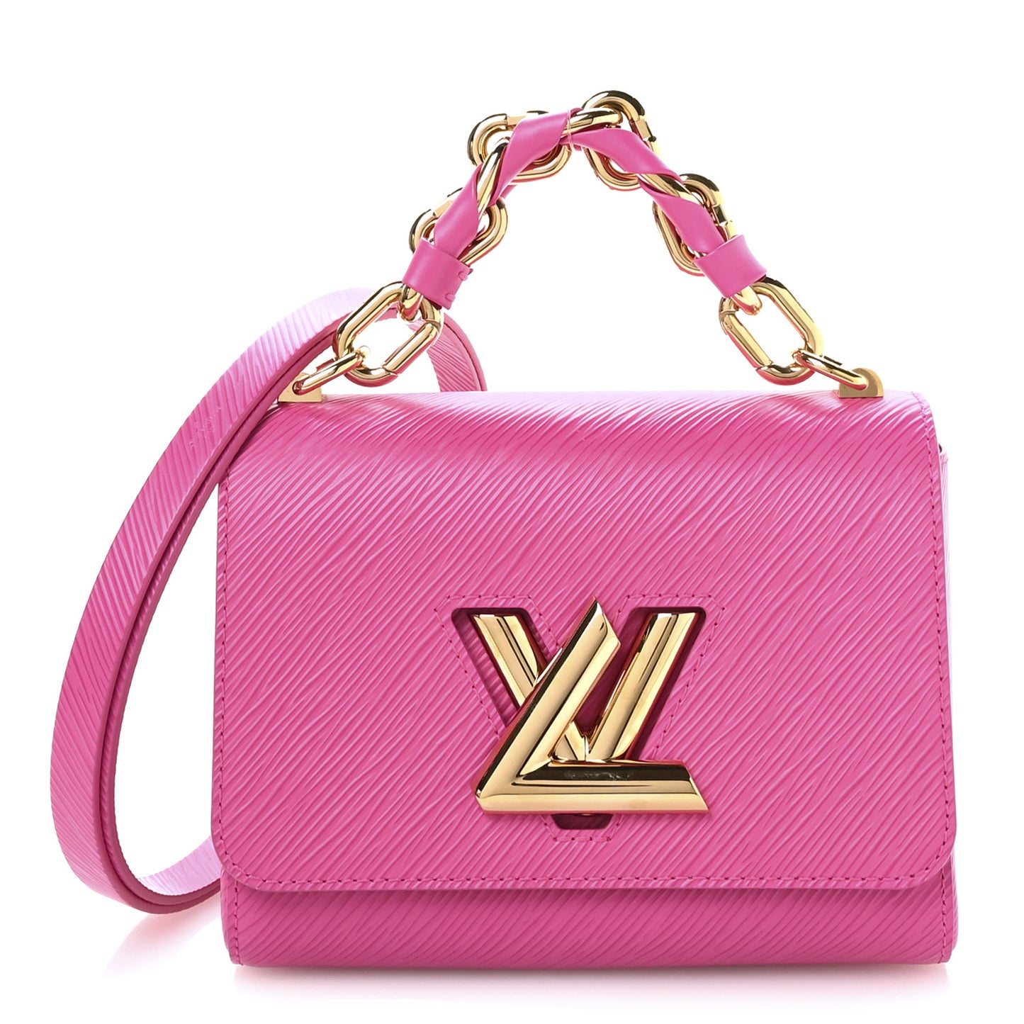 Epi Twist Braided Chain Shoulder Bag PM Rose Miami Pink