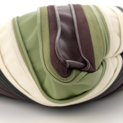 Bottega Veneta Calfskin Suede Striped Large Hop Black Matcha Leaf Jam White 9 of 12