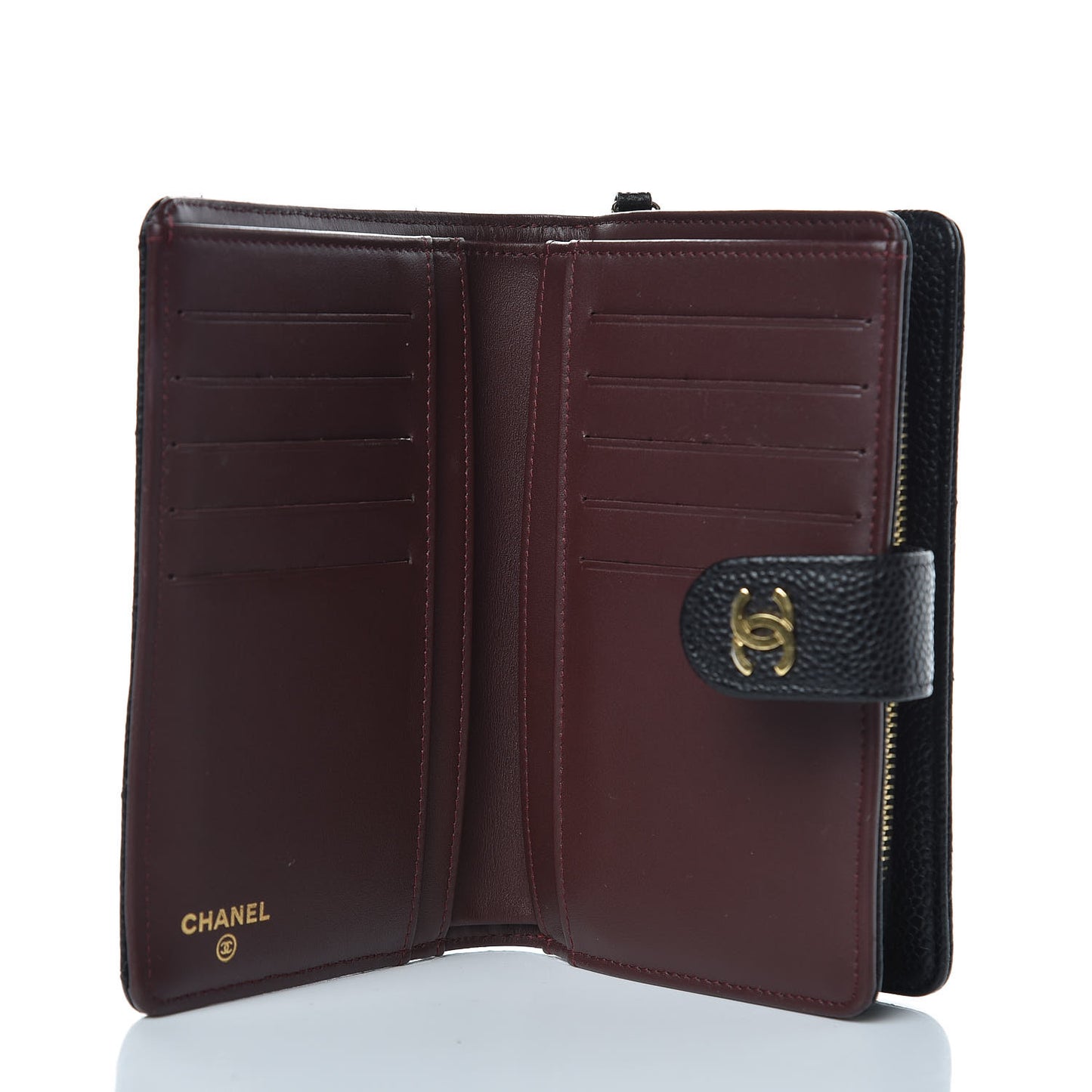 Caviar Quilted Zipped Pocket Wallet Black
