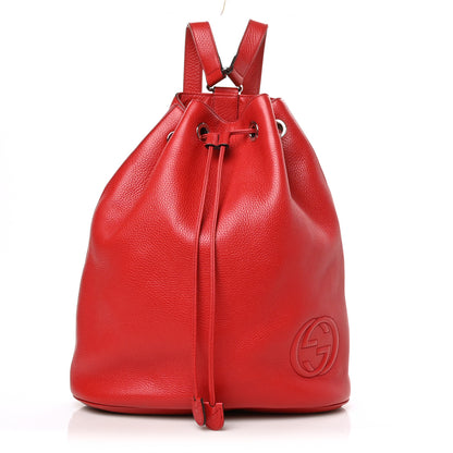 Gucci Pebbled Calfskin Small Soho Drawstring Backpack Tabasco Red 1 of 6
