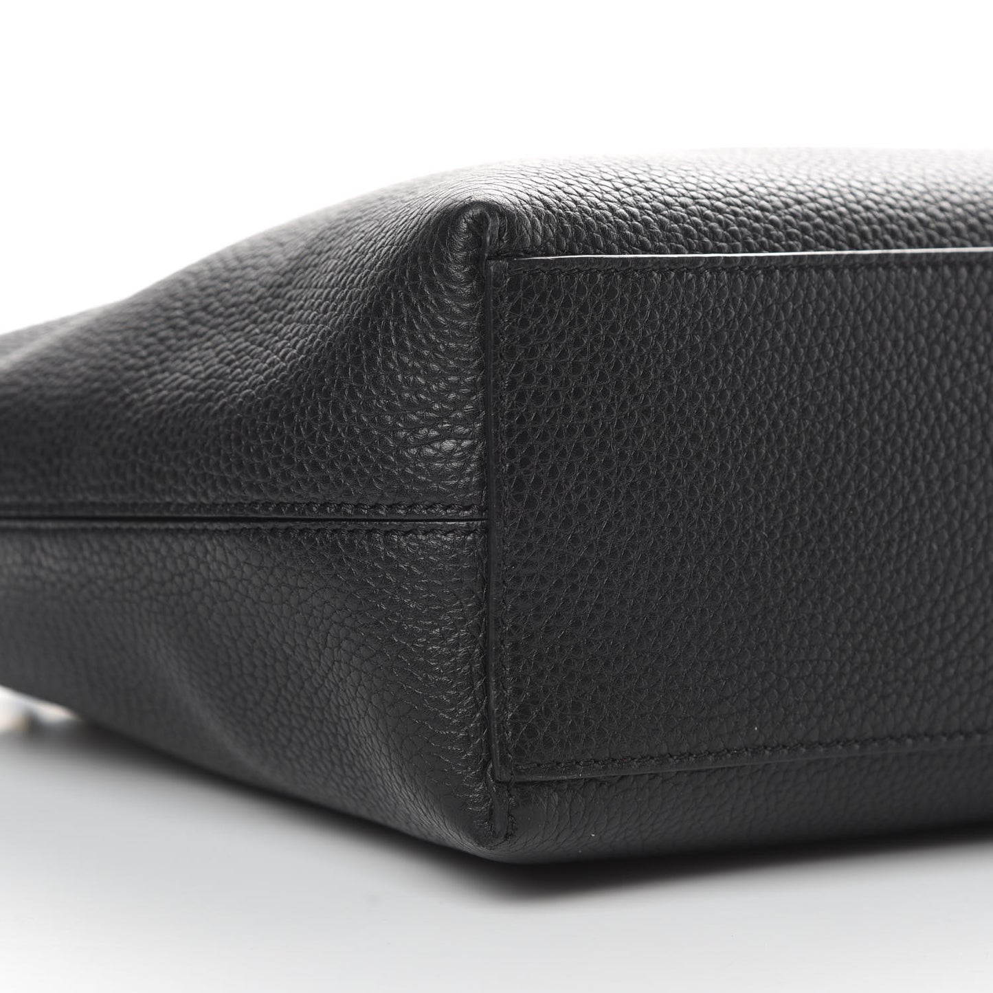 Grained Calfskin Small Rockstud Shoulder Tote Black