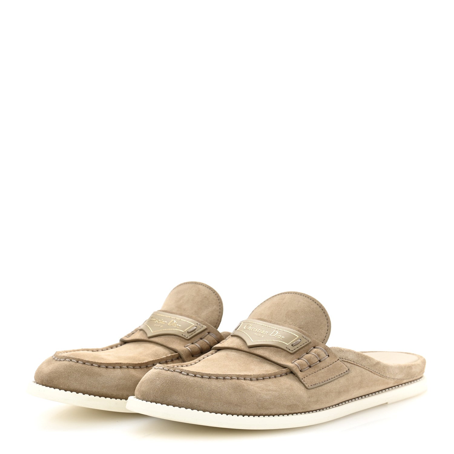 Christian Dior Suede Goatskin Boy Loafer Mule 38 Rope Beige 4 of 9
