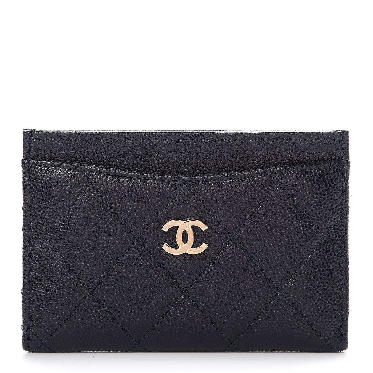 Caviar Quilted Card Holder Navy