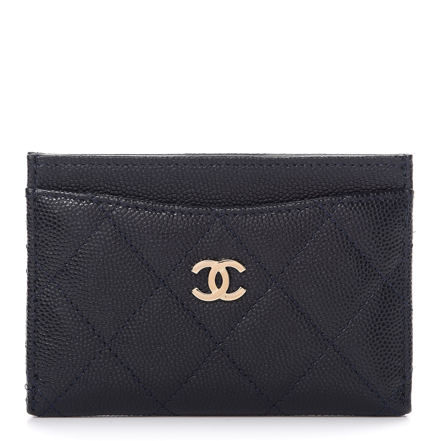 Chanel Caviar Quilted Card Holder Navy 1 of 8
