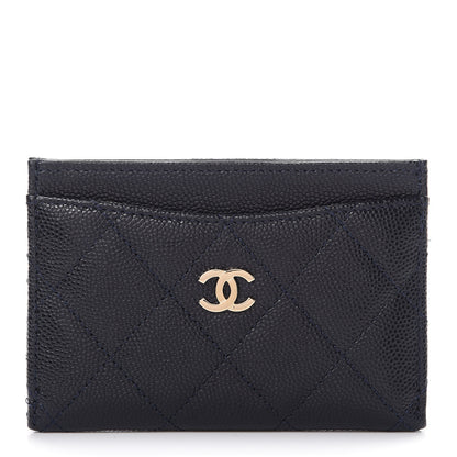 Chanel Caviar Quilted Card Holder Navy 1 of 8